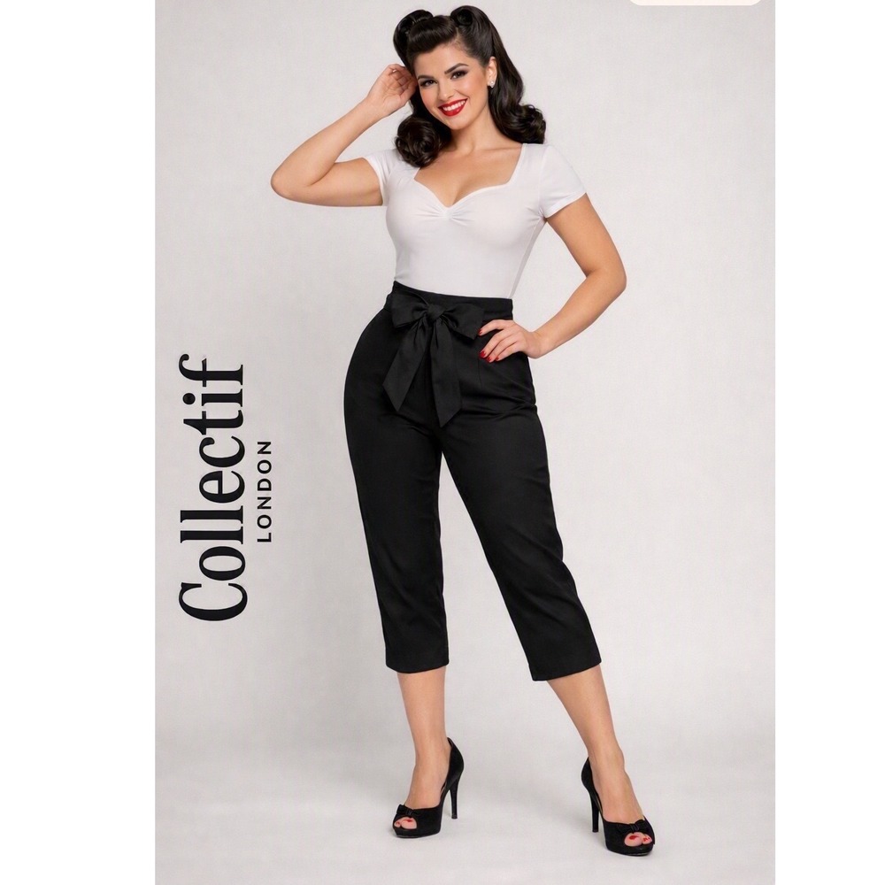 Collectif London Eugenia Capri Pants in Black, Women's Size 4XL US 18/UK 22, NWT